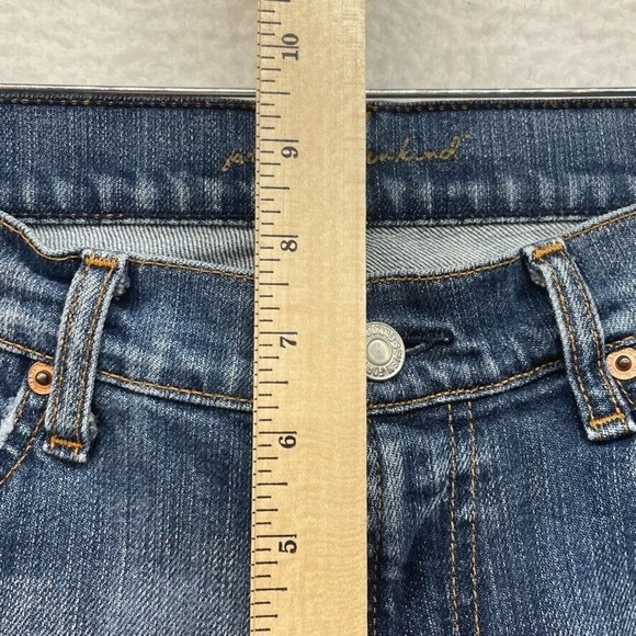 7 For All Mankind Jeans Womens 27 Blue Boot Cut Low Rise Medium Wash Raw Hem - Picture 13 of 15